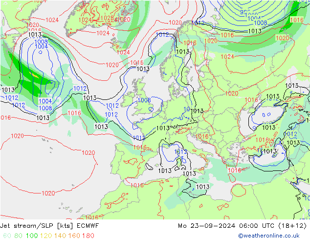 Jet stream ECMWF Seg 23.09.2024 06 UTC