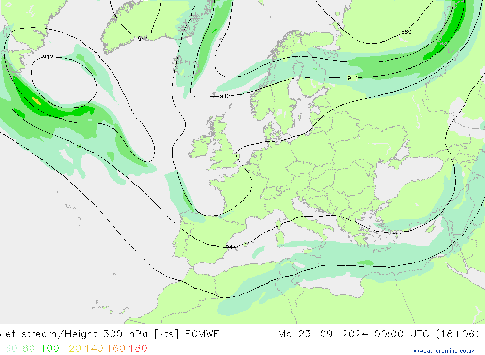 Corrente a getto ECMWF lun 23.09.2024 00 UTC