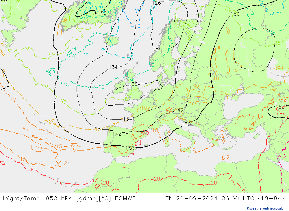 Z500/Rain (+SLP)/Z850 ECMWF Th 26.09.2024 06 UTC