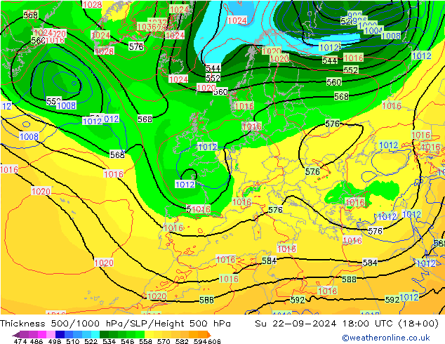 Thck 500-1000hPa ECMWF dim 22.09.2024 18 UTC