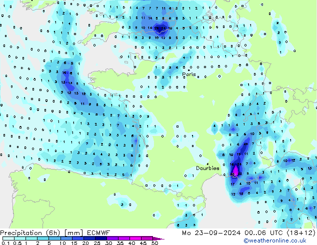 Z500/Yağmur (+YB)/Z850 ECMWF Pzt 23.09.2024 06 UTC