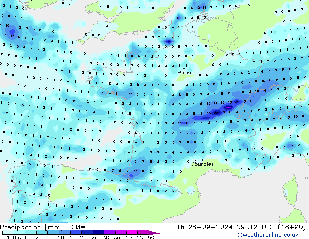 Precipitación ECMWF jue 26.09.2024 12 UTC