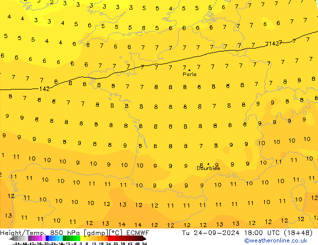 Z500/Rain (+SLP)/Z850 ECMWF  24.09.2024 18 UTC