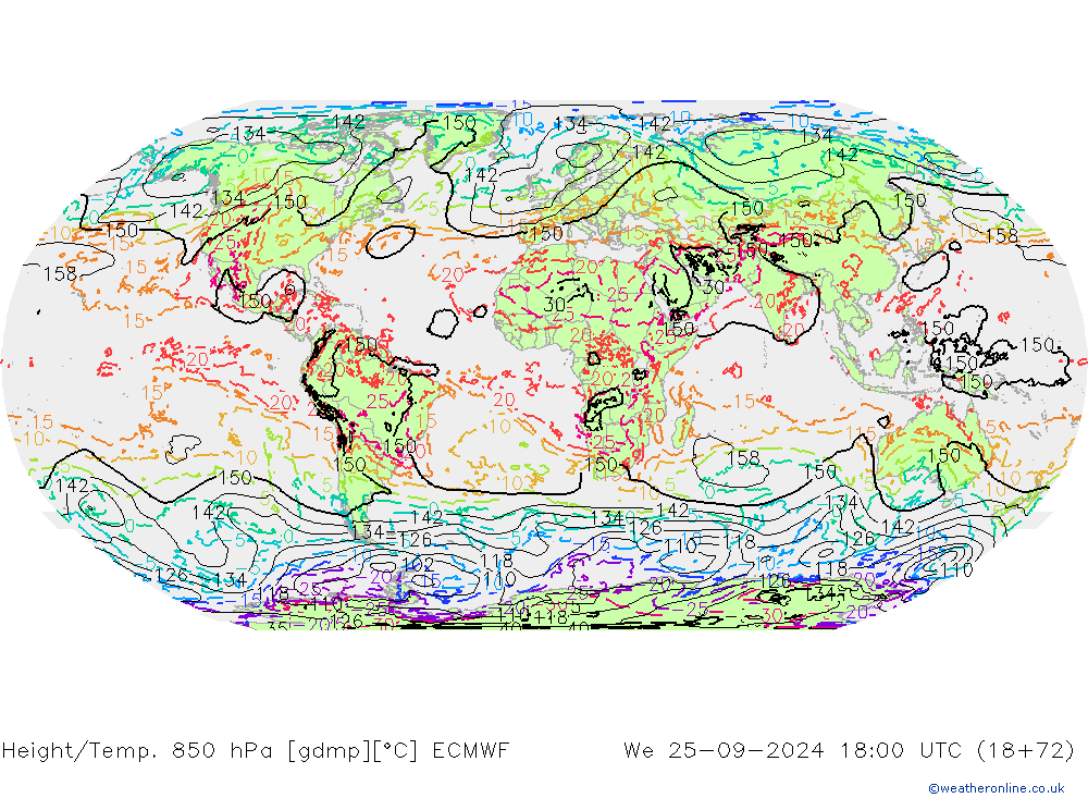 Z500/Rain (+SLP)/Z850 ECMWF St 25.09.2024 18 UTC