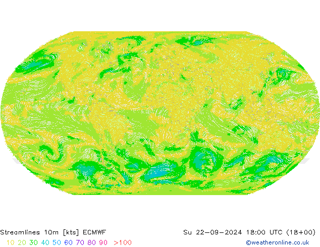 Ligne de courant 10m ECMWF dim 22.09.2024 18 UTC