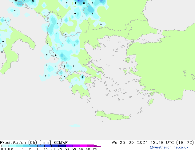 Z500/Yağmur (+YB)/Z850 ECMWF Çar 25.09.2024 18 UTC