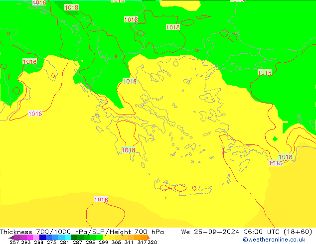 Thck 700-1000 hPa ECMWF St 25.09.2024 06 UTC