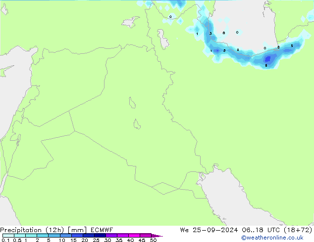 Precipitación (12h) ECMWF mié 25.09.2024 18 UTC