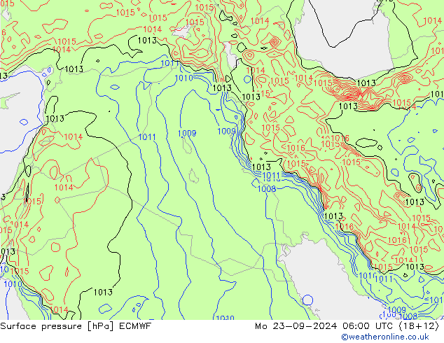 Surface pressure ECMWF Mo 23.09.2024 06 UTC