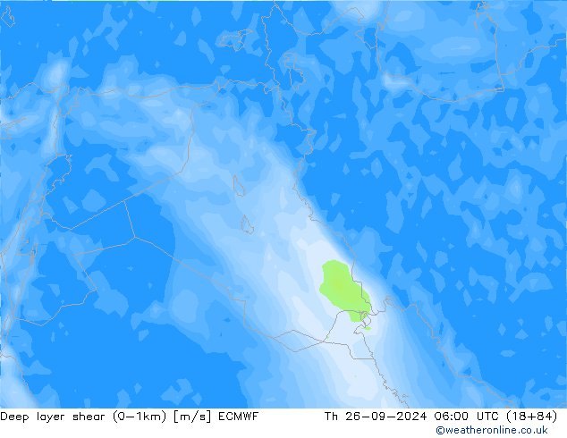 Deep layer shear (0-1km) ECMWF Th 26.09.2024 06 UTC