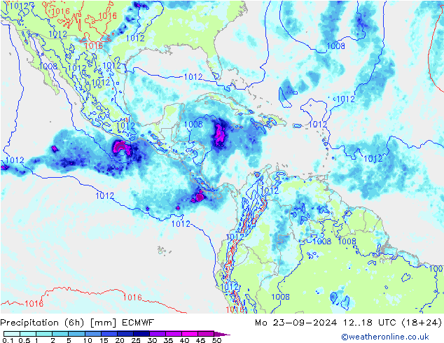 Z500/Rain (+SLP)/Z850 ECMWF Mo 23.09.2024 18 UTC