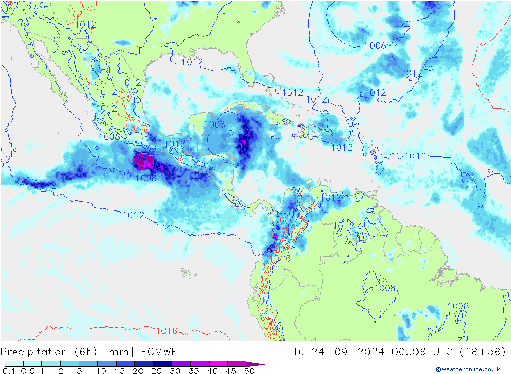 Z500/Rain (+SLP)/Z850 ECMWF вт 24.09.2024 06 UTC