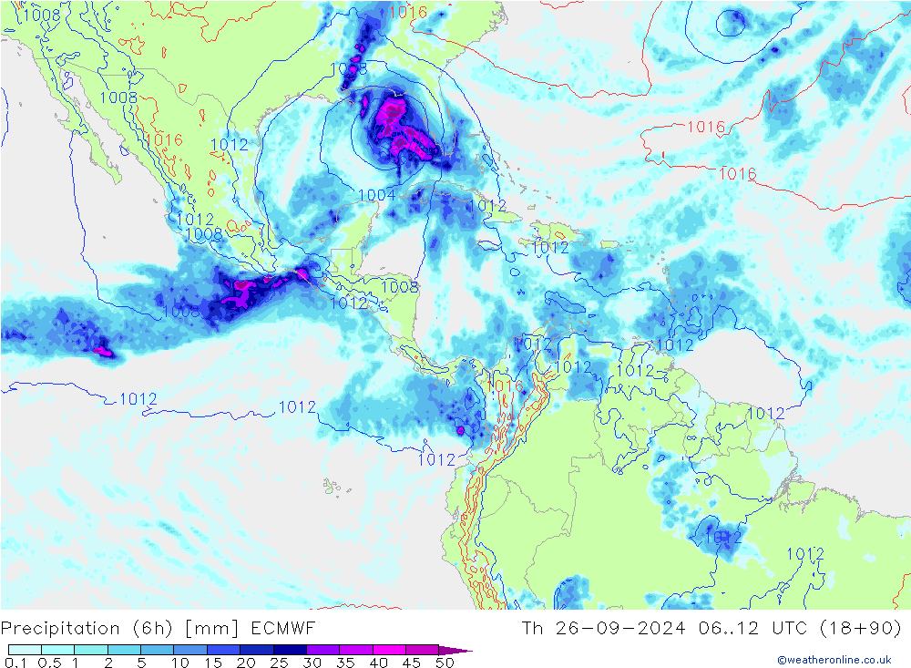 Precipitación (6h) ECMWF jue 26.09.2024 12 UTC