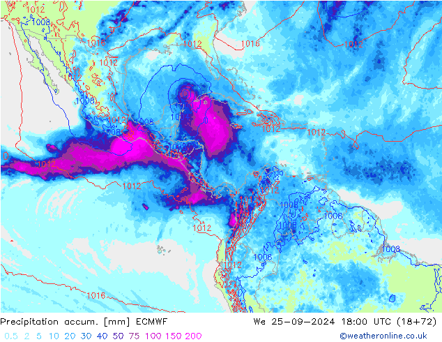 Toplam Yağış ECMWF Çar 25.09.2024 18 UTC