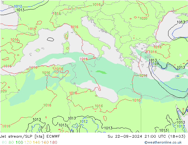 Jet Akımları/SLP ECMWF Paz 22.09.2024 21 UTC