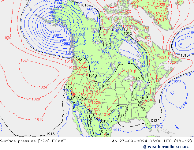 приземное давление ECMWF пн 23.09.2024 06 UTC