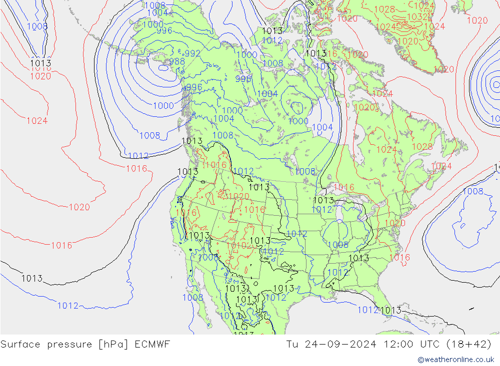 Surface pressure ECMWF Tu 24.09.2024 12 UTC