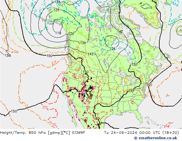 Z500/Rain (+SLP)/Z850 ECMWF Út 24.09.2024 00 UTC