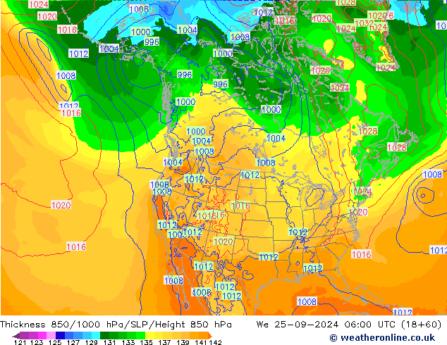 Thck 850-1000 hPa ECMWF We 25.09.2024 06 UTC