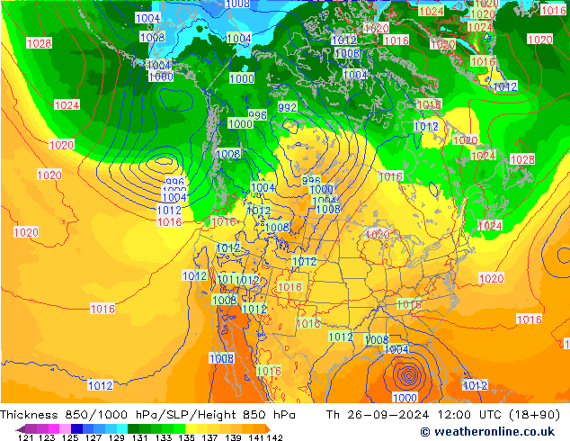 Thck 850-1000 hPa ECMWF Čt 26.09.2024 12 UTC