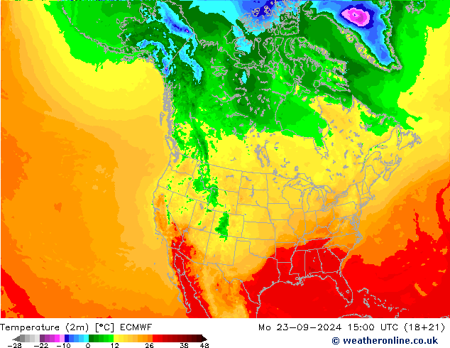 température (2m) ECMWF lun 23.09.2024 15 UTC