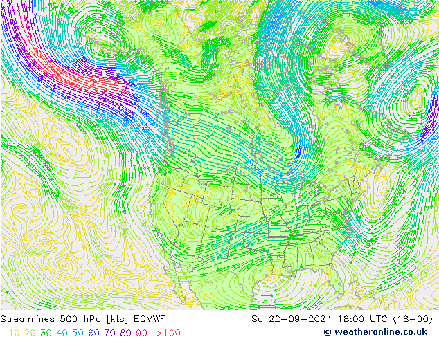 Rüzgar 500 hPa ECMWF Paz 22.09.2024 18 UTC