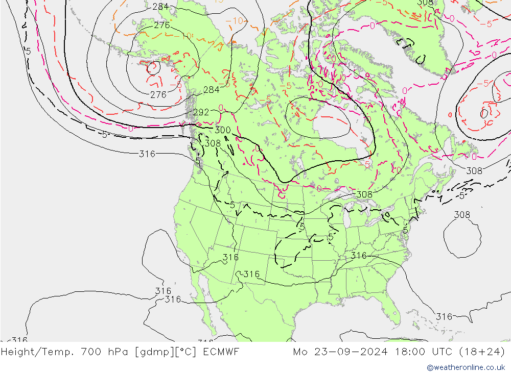 Yükseklik/Sıc. 700 hPa ECMWF Pzt 23.09.2024 18 UTC