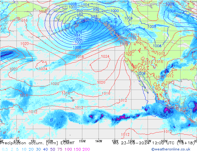 Precipitation accum. ECMWF Po 23.09.2024 12 UTC