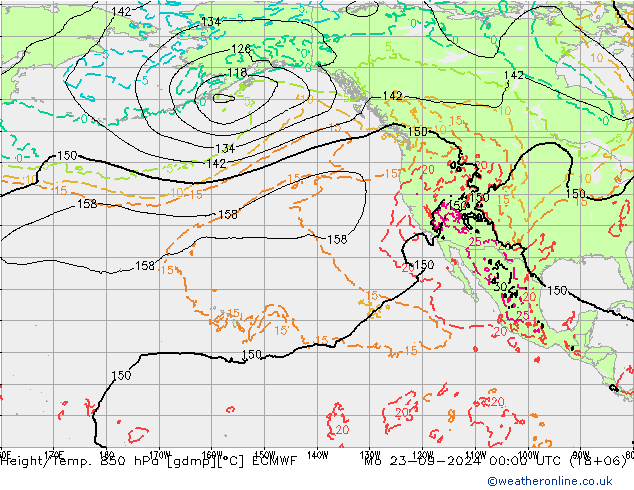 Z500/Rain (+SLP)/Z850 ECMWF пн 23.09.2024 00 UTC