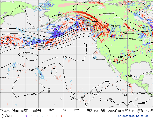 T-Adv. 500 hPa ECMWF  23.09.2024 06 UTC