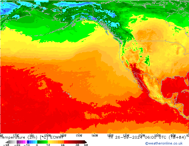 Temperatuurkaart (2m) ECMWF do 26.09.2024 06 UTC