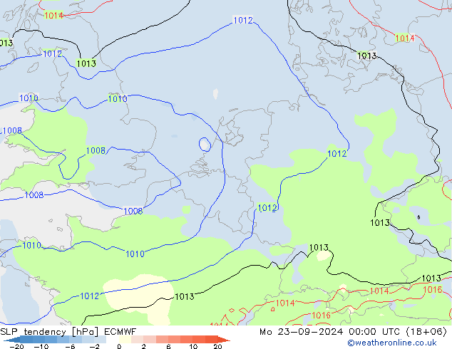 Drucktendenz ECMWF Mo 23.09.2024 00 UTC