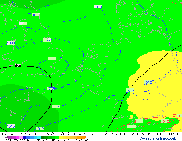 Thck 500-1000hPa ECMWF Mo 23.09.2024 03 UTC