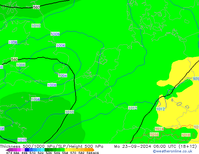 Thck 500-1000hPa ECMWF Mo 23.09.2024 06 UTC