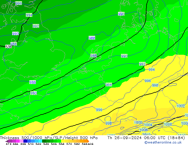 Thck 500-1000гПа ECMWF чт 26.09.2024 06 UTC