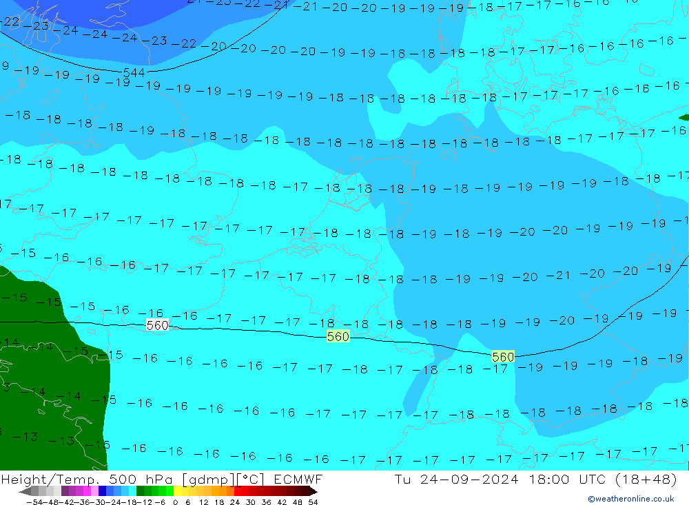 Z500/Rain (+SLP)/Z850 ECMWF Di 24.09.2024 18 UTC