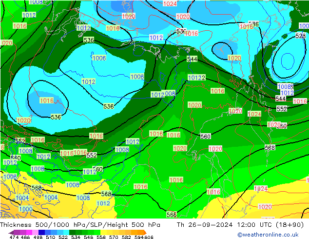 Thck 500-1000hPa ECMWF gio 26.09.2024 12 UTC