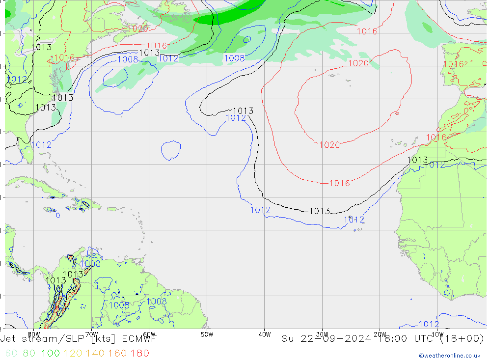 Jet stream/SLP ECMWF Su 22.09.2024 18 UTC