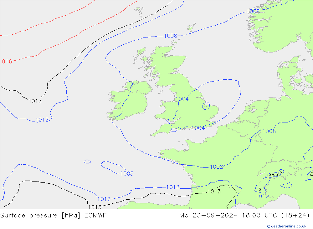 Presión superficial ECMWF lun 23.09.2024 18 UTC