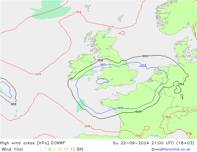 Windvelden ECMWF zo 22.09.2024 21 UTC