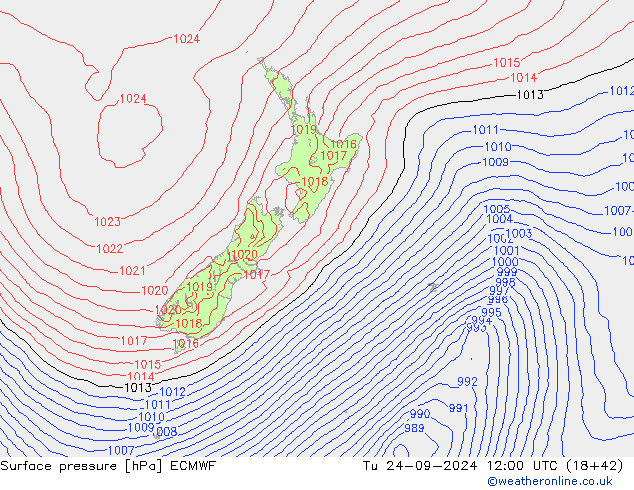 Surface pressure ECMWF Tu 24.09.2024 12 UTC