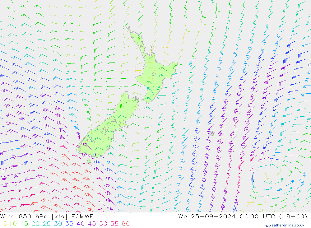 Wind 850 hPa ECMWF St 25.09.2024 06 UTC