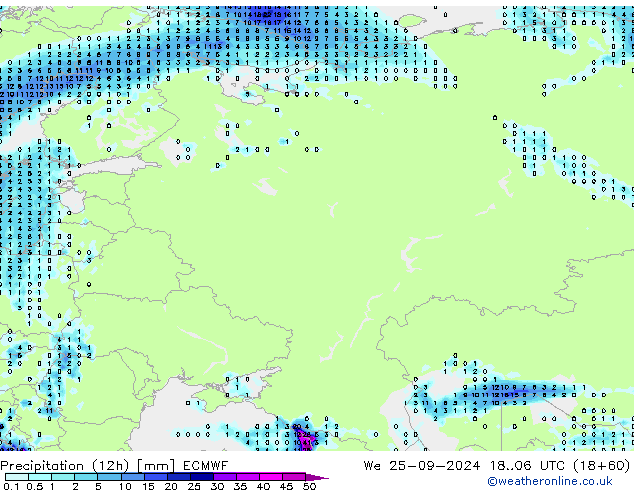 Nied. akkumuliert (12Std) ECMWF Mi 25.09.2024 06 UTC