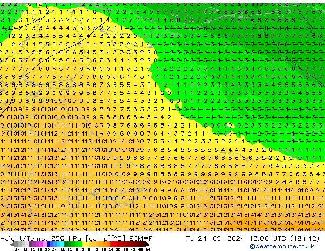 Z500/Rain (+SLP)/Z850 ECMWF mar 24.09.2024 12 UTC