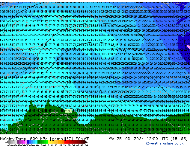 Z500/Rain (+SLP)/Z850 ECMWF We 25.09.2024 12 UTC