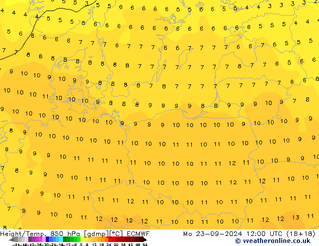 Z500/Rain (+SLP)/Z850 ECMWF Po 23.09.2024 12 UTC