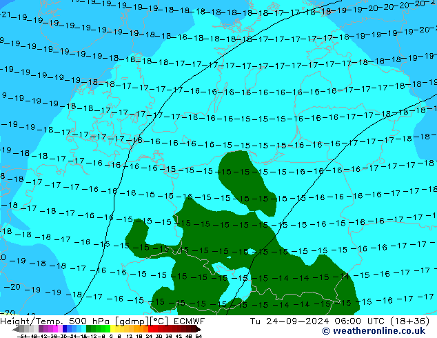 Z500/Yağmur (+YB)/Z850 ECMWF Sa 24.09.2024 06 UTC