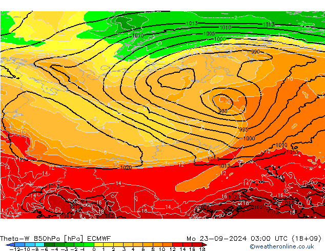 Theta-W 850hPa ECMWF Pzt 23.09.2024 03 UTC