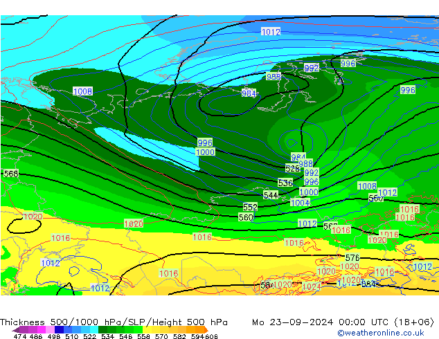 Thck 500-1000hPa ECMWF Mo 23.09.2024 00 UTC