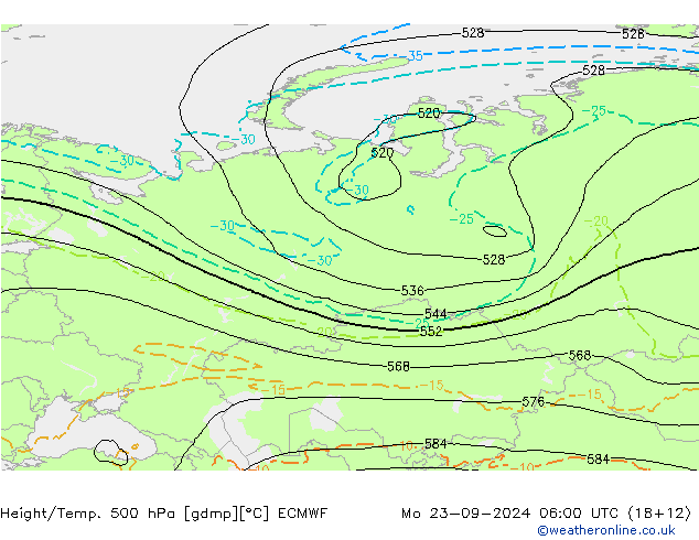 Z500/Rain (+SLP)/Z850 ECMWF lun 23.09.2024 06 UTC